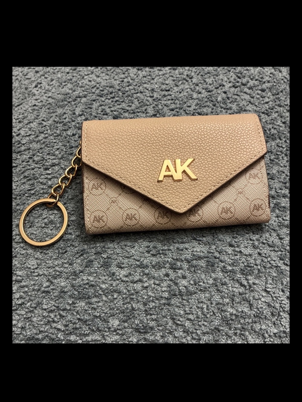 Anne Klein Monogram Envelope Card Case Wallet Keychain